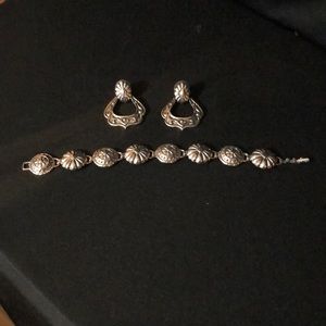 (2) matching pieced earrings and bracelet